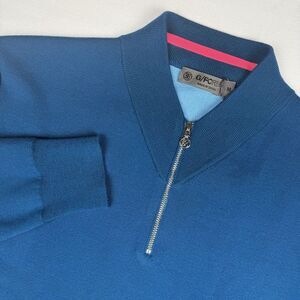 G/Fore Golf Sweater 1/4 Zip‎ Men M Blue Wool Polyester Spandex Pullover NWT $255